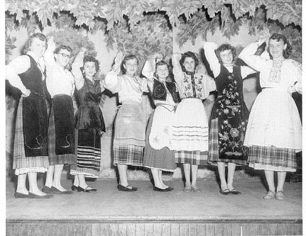Russian Concert, June 1952 (from l to r) Pauline Kondrat, Anne Kondrat, Mary Kobylar, Dorothy Godfrey, Ann Geleta, Tessie Guba, Dorothy Kondrat, Mary Kondrat